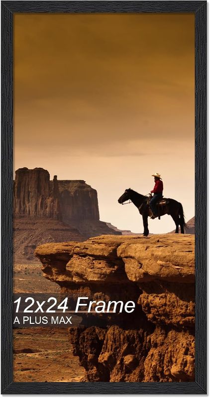 Photo 1 of A PLUS MAX 12x24 Picture Frame, Black Engineered Wood Frame for 12 x 24 Inch Picture Poster Photo, Light Weight 12 by 24 Frame with Wood-grain for Wall - 1 Pack/Black/12 x24
