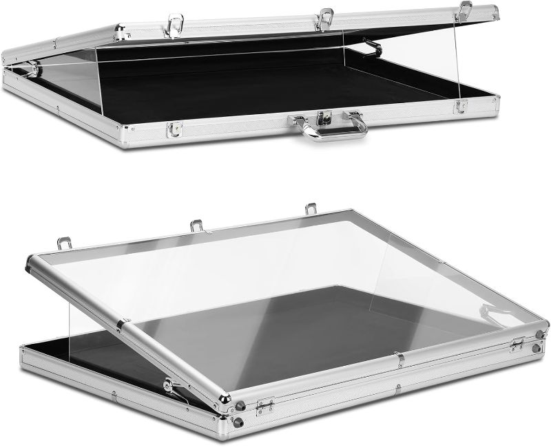 Photo 1 of 34"x22" Portable Trade Show Display Case for Trade Shows & Table Top Card Display Case – Aluminum Frame with Acrylic Side Panels for Easy Display
