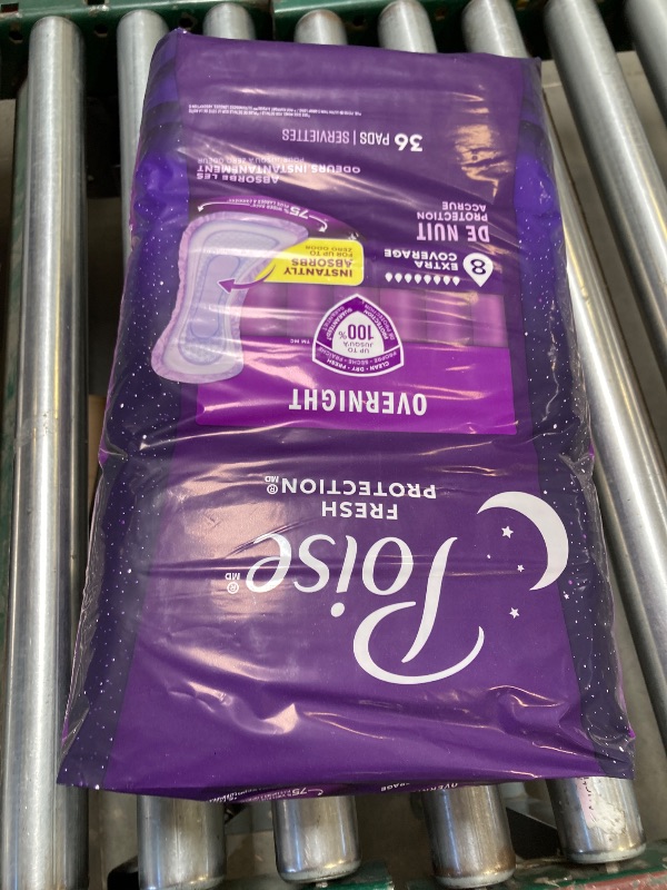 Photo 1 of Poise Overnight Incontinence & Postpartum Pads for Bladder Leaks, 8 Drop Extra Coverage, 36 Count