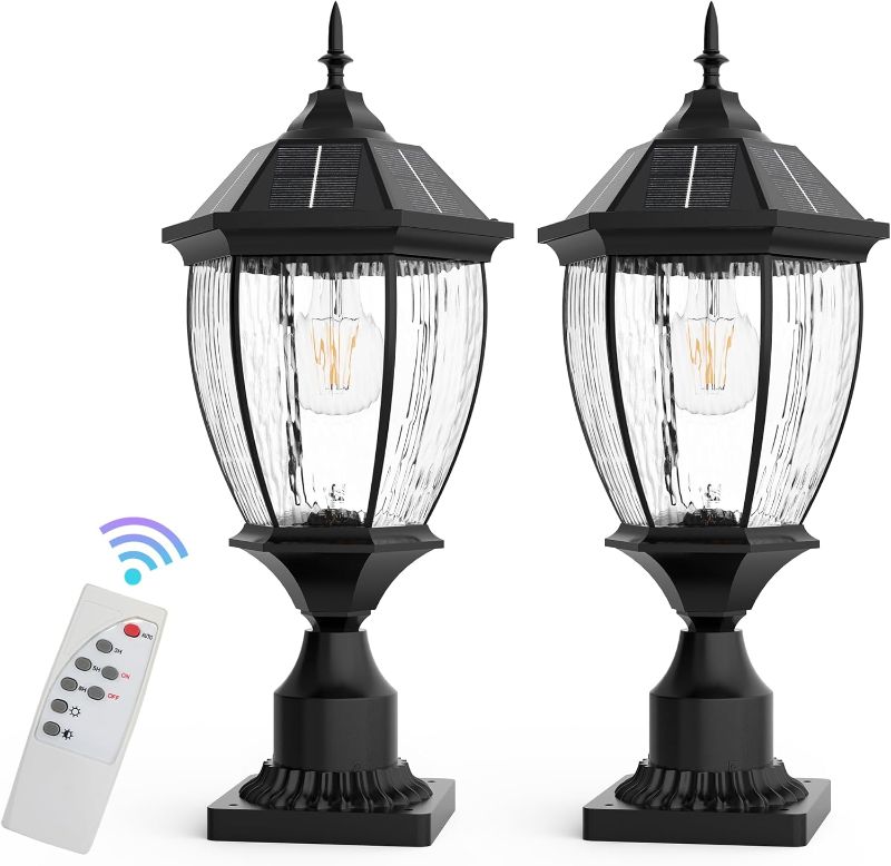 Photo 1 of Solar Lamp Post Lights Outdoor Waterproof with Pier Mount Base,H Large Aluminum Outside Solar Lights for Yard, Dusk to Dawn Outdoor Column Lights for Garden, Pathway, Patio(2 Pack)
