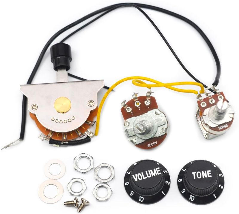 Photo 1 of SAPHUE 1T1V Coil Splitting Guitar Wiring Harness Prewired Circuit 5 Way Blade Switch/Push Pull-500K Switch Guitar Harness
