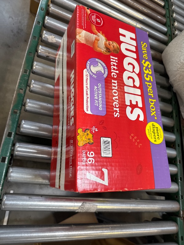 Photo 1 of Huggies Little Movers Baby Diapers, Size 7 (41+ Pounds), 96 Count