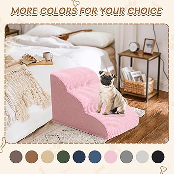 Photo 1 of  Dog Stairs Ramp for High Beds Couches, High Density Foam Pet Steps with Durable Non-Slip Waterproof Fabric Cover, Dog Stairs for Small Dogs or Cats or Pets, 3-Step