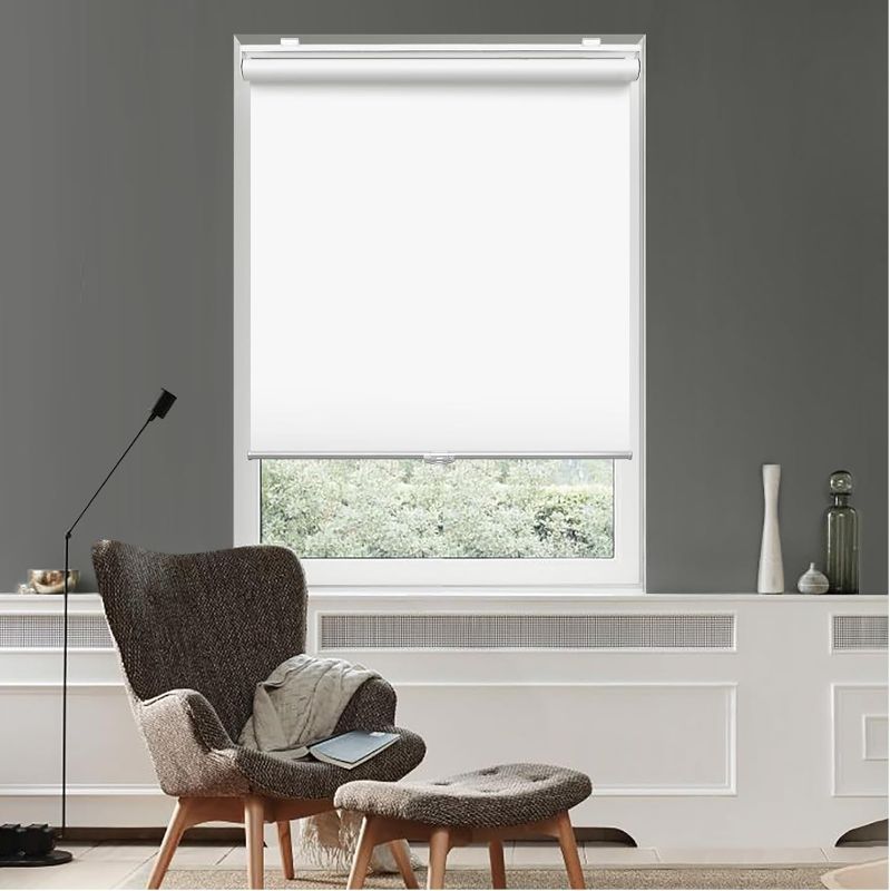 Photo 1 of HOMEBOX 100% Blackout Cordless Roller Window Shades, Window Blinds with Thermal Insulated, UV Protection Waterproof Fabric, roll up and Down Blinds for Home and Office (White - 36" W x 72" H)
