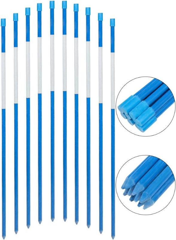 Photo 1 of 48 Inch Reflective Driveway Markers Solid Driveway Poles for Easy Visibility at Night 5/16 Inch Diameter Blue, 20-Pack (4ft)
