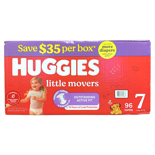 Photo 1 of Huggies Little Movers Baby Diapers, Size 7 (41+ Pounds), 96 Count