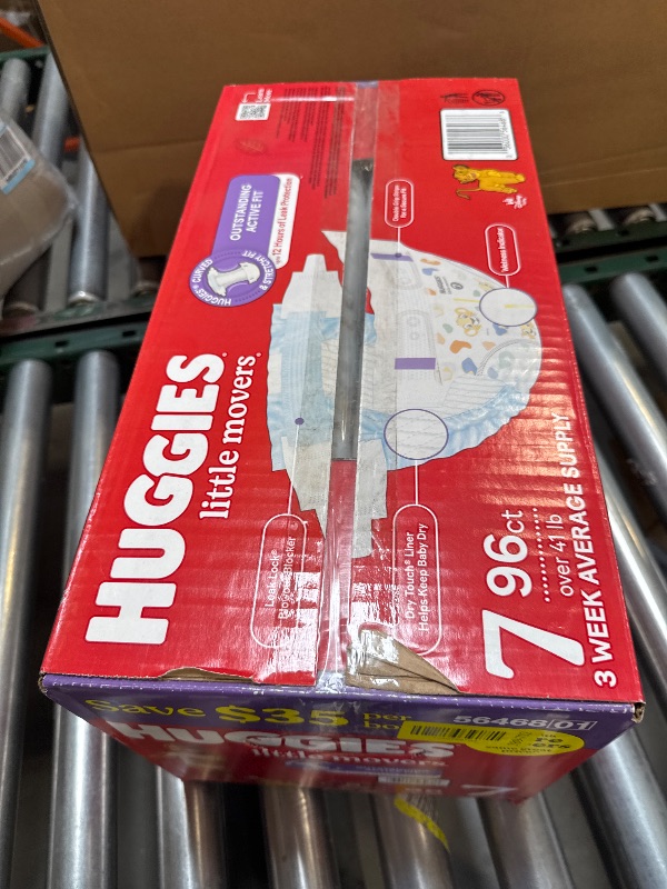 Photo 1 of Huggies Little Movers Baby Diapers, Size 7 (41+ Pounds), 96 Count
