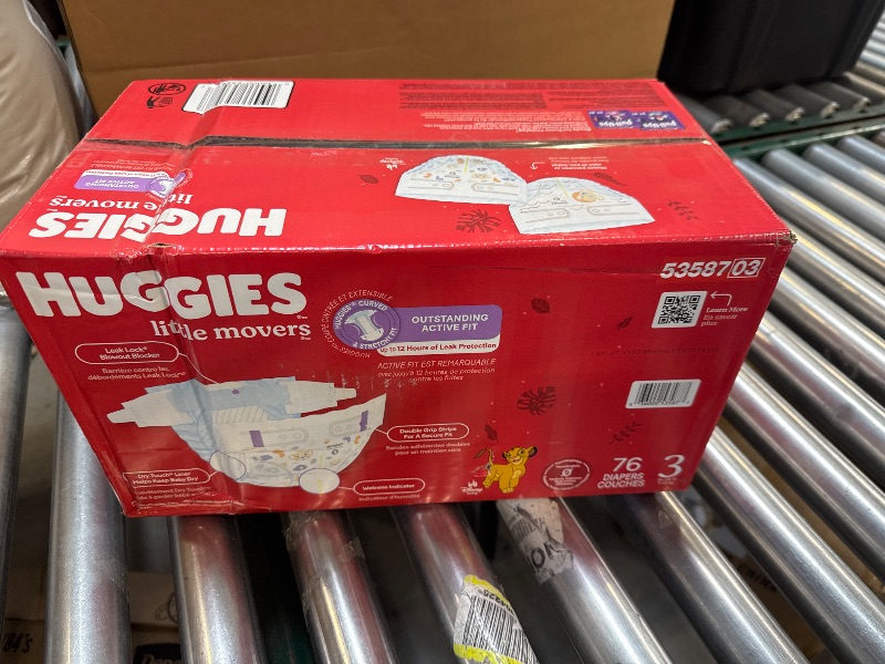 Photo 1 of Huggies Size 3 Diapers, Little Movers Baby Diapers, Size 3 (16-28 lbs), 76 Count, Packaging May Vary