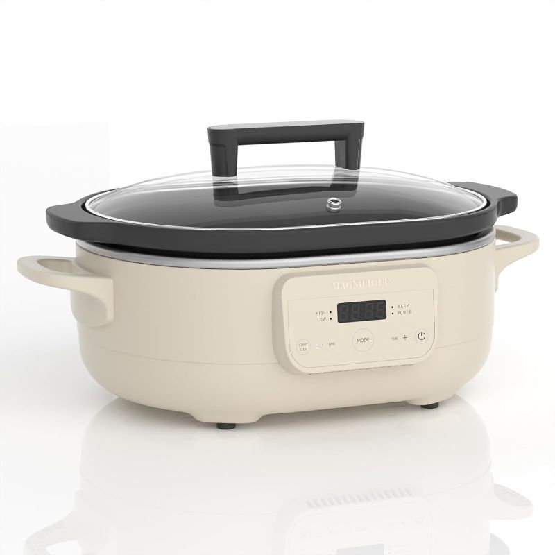 Photo 1 of MAGNIFIQUE 6 Quart Programmable Slow Cooker Removable Healthy Nonstick Pot - Small Kitchen Appliance for Family Dinners - Serves 6+ People - Heat Settings: Keep Warm Oatmeal
