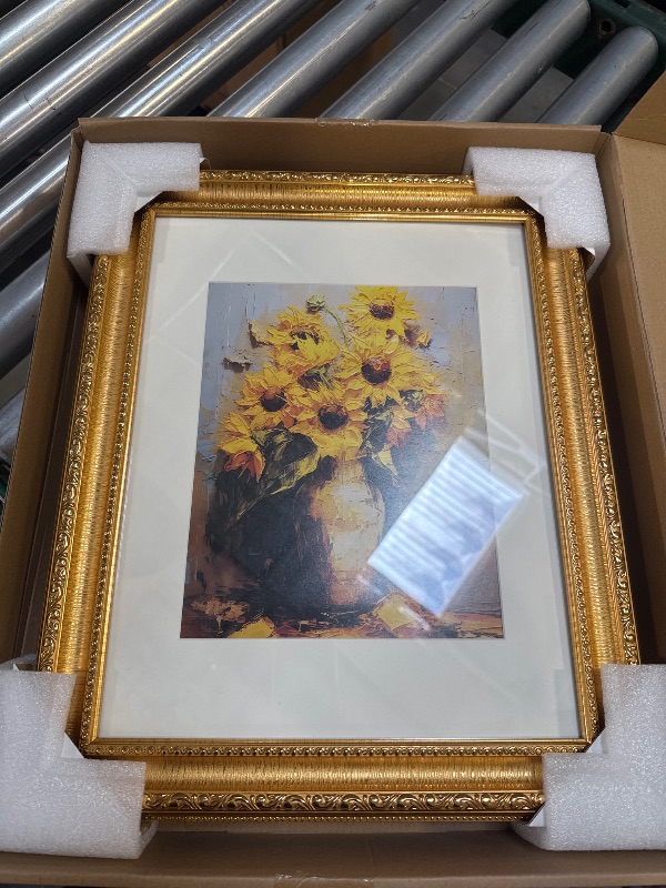 Photo 1 of 11x14 Gold Picture Frame Set of 2, Ornate Vintage 11x 14 Photo Frame for Wall Decor or Tabletop Display, 11 x 14 Gold Frames with Real Glass, Display 8x10 Pictures with Mat or 11x14 without Mat for Antique Déco
