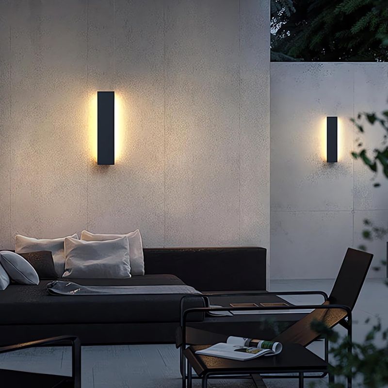 Photo 1 of 2pcs 24in Modern Outdoor Wall Light, IP65 Waterproof Outdoor Wall Sconce, 3000K-6000K Dimmable LED Black Garage Lights, Exterior Wall Lighting, Anti-Rust Linear Long Outdoor Light
