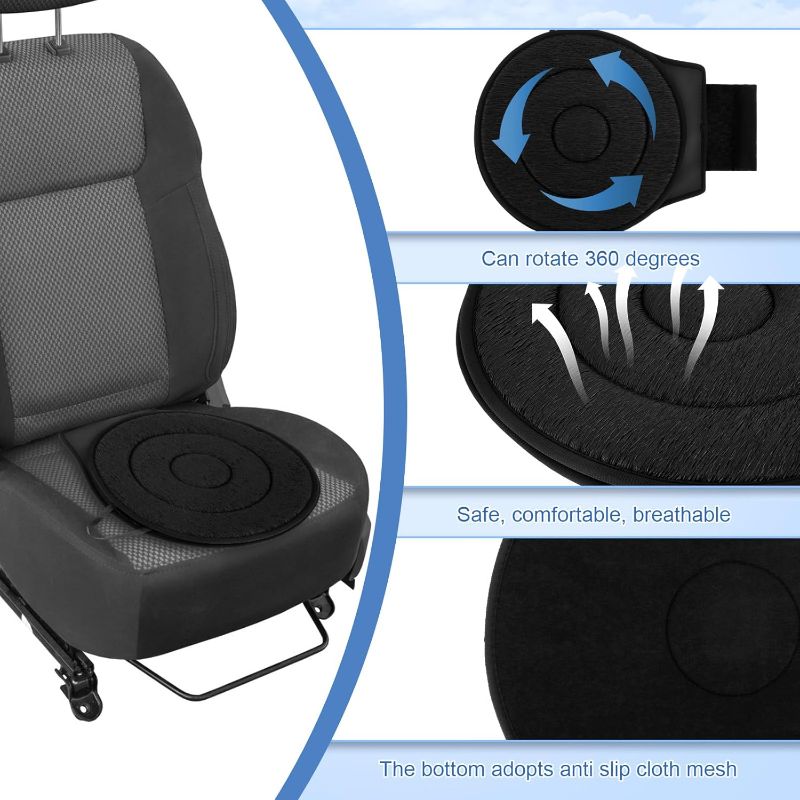 Photo 1 of 360 Rotating Seat Cushion for Car, Convenient for Entry and Exit Car Seat for Elderly, Portable Rotating Car Seat Pad, Non-Slip Auto Round Disc Rotary Chair Cushions Pad for Office Car Home (B_Black)
