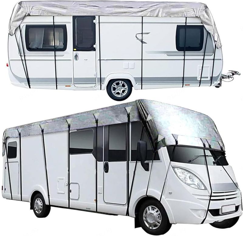 Photo 1 of Foldable Class C RV Cover - 210D Oxford Cloth, Easy to Clean, Grey - 12m x 3m