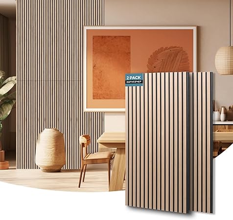 Photo 1 of AKUMAX 2 Pack Large Acoustic Panels- 96x24Inches 3D Wall Panels Wood Wall,Decorative Peel Soundproof Wall Panels (Classic Oak)