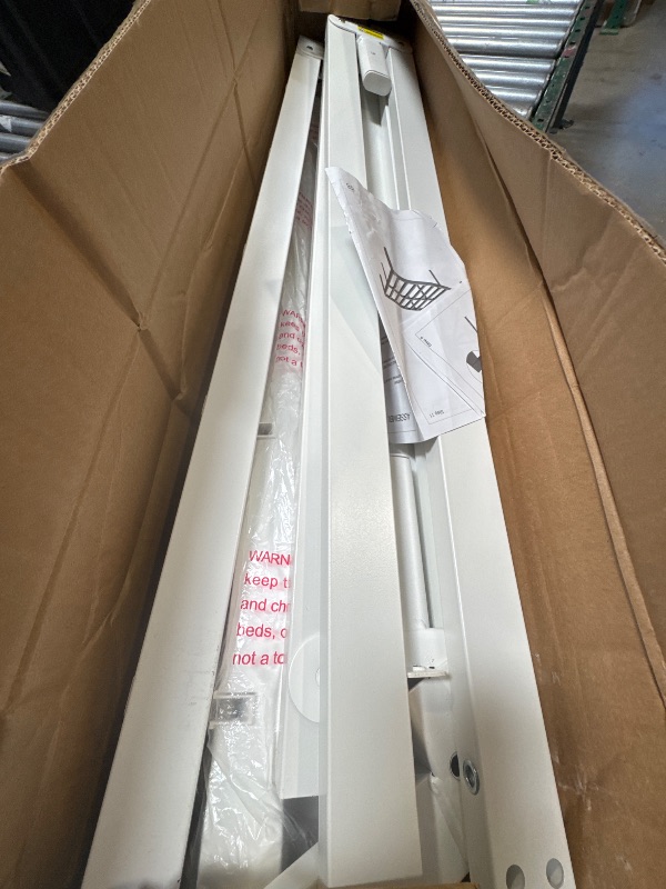 Photo 1 of 14 Inch King Bed Frame with Metal Gaskets, No Box Spring Needed, Heavy Duty Steel Support 3500 LBS, DIY Headboard, Easy Assembly, Anti-Slip Mattress Stopper, Round Corner Leg, White
