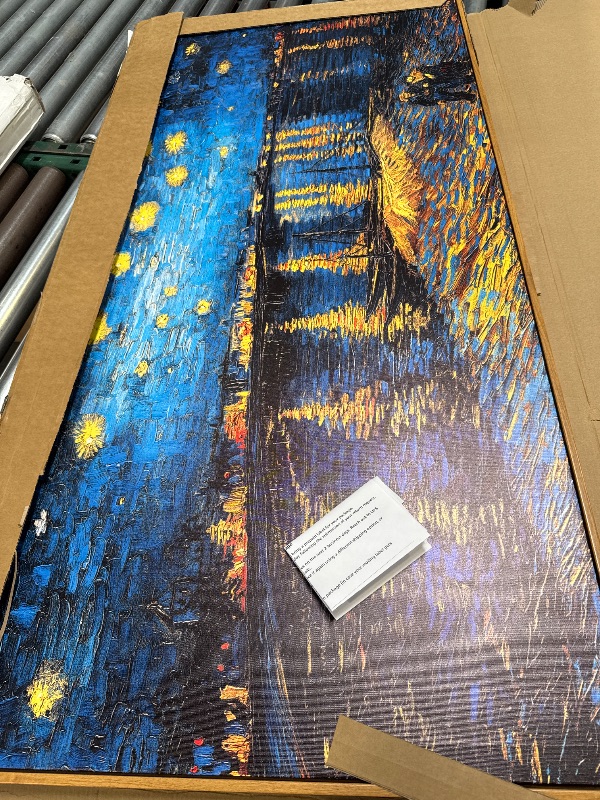 Photo 1 of Framed Canvas Wall Art Starry Night by Vincent Van Gogh Impressionism Famous Painting Classic Oil Painting Style Artwork for Living Room Bedroom Office Wall Decor Natural
