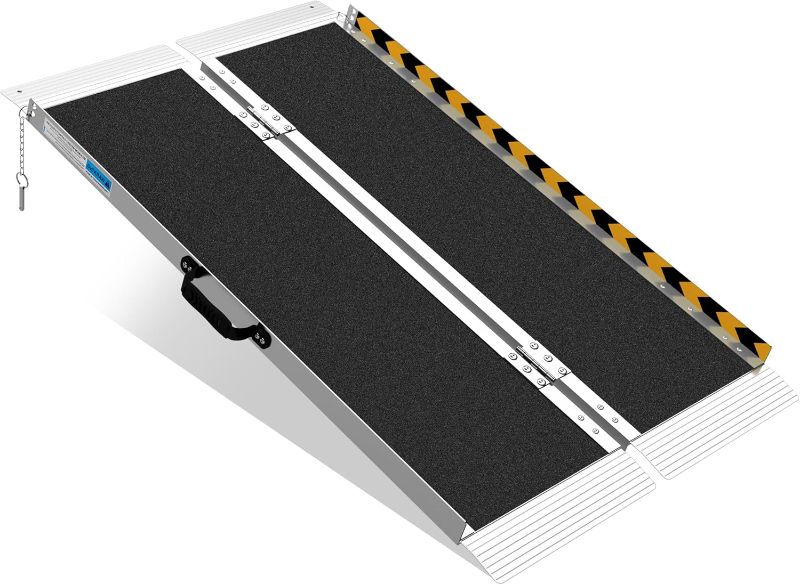 Photo 1 of 4FT Portable Wheelchair Ramp, Non-Slip Aluminum Folding Handicap Ramp, Ramps for Wheelchairs for Home with Handle, Wheelchair Ramps for Home Steps/Stairs/Threshold/Doorways/Scooter, 600LBS Capacity
