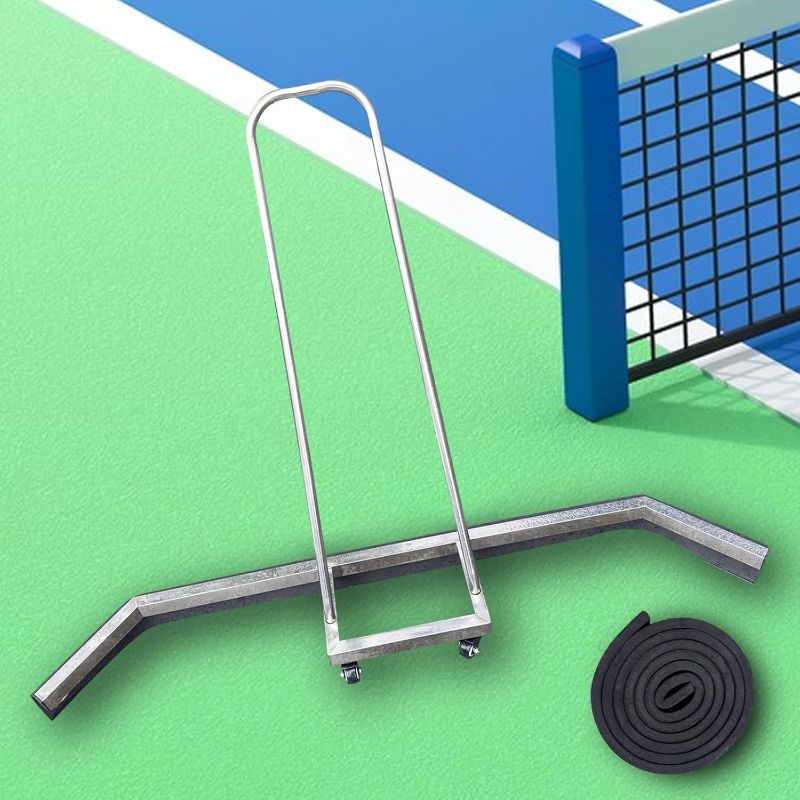 Photo 1 of 4.49 FT Sport Tennis Squeegee Stainless Steel Silver Rain Shuttle for Sports Court Water Wiper Device Water Remover Stadium Dust Collector Wiper
