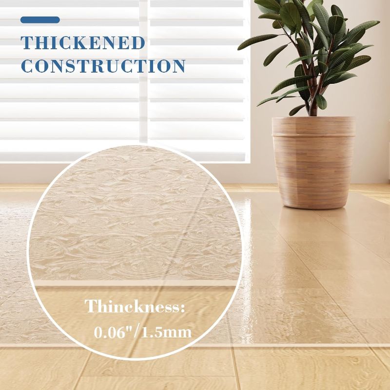 Photo 1 of Tydle Clear Floor Mat for Home, 5' × 7' Plastic Area Mat for Living Room, Waterproof Area Rug for Under Dining Table, Large Office Chair Mat for Hard Floors (Clear-Rose)
