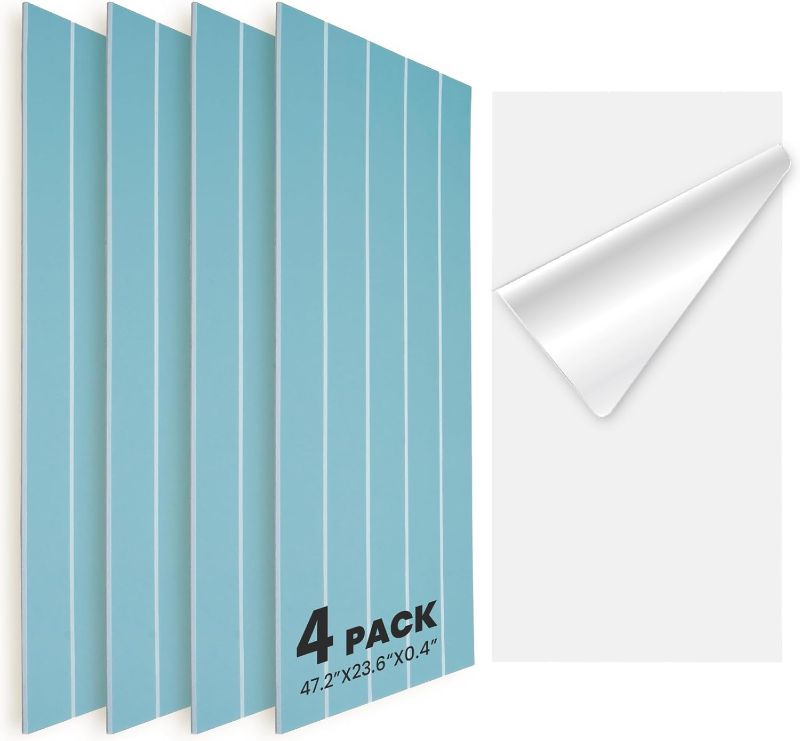 Photo 1 of Acoustic 4 Pack Soundproofing UV Print Panels, 47.2” x 23.6” x 0.4” Adhesive Noise Dampening Wall Panels for Home Studio, Office, Gaming Room, and Theater(Blue)
