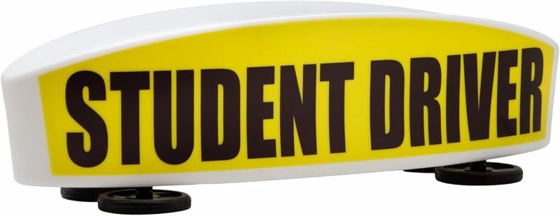 Photo 1 of HTH Inc Student Driver Sign for Car Top - Weather-Resistant, Durable and Highly Visible Magnetic Student Driver Roof Signs for Driving School, With Strong Magnets for Attaching to the Vehicle
