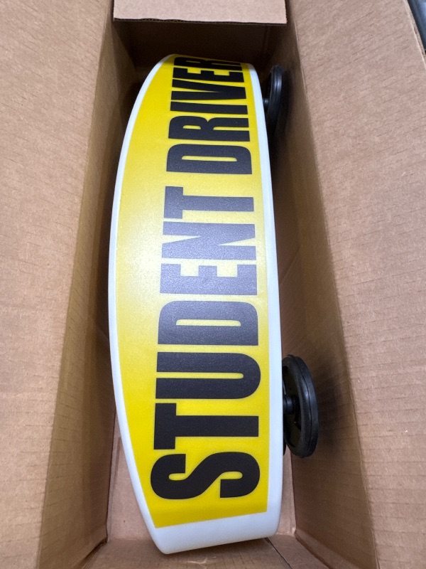 Photo 1 of HTH Inc Student Driver Sign for Car Top - Weather-Resistant, Durable and Highly Visible Magnetic Student Driver Roof Signs for Driving School, With Strong Magnets for Attaching to the Vehicle
