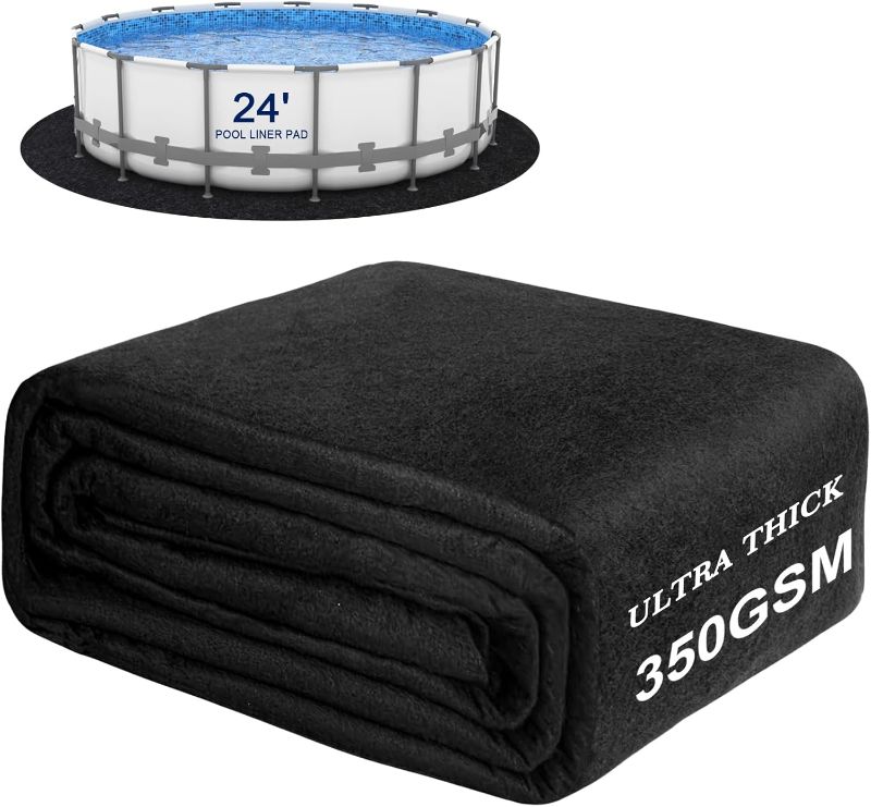 Photo 1 of 350G/M² Thicker Pool Liner Pad for Above Ground Swimming Pools,24 Ft Round Under Pool Padding, Durable Geotextile Material, Double Density Puncture Resistant, Extend Liner Life,Mats for Pool Bottom
