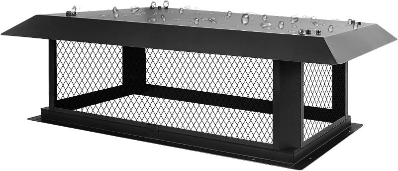 Photo 1 of 17" x 41" Chimney Caps for Outside,Chimney Cover Fireplace Chimney Flue Cover Chimney Rain Caps Roof Rain Guard Top Protector Fit Existing Mliti-Flue Tile Brick Clay,Chimney Vent Cap with Screen Plate
