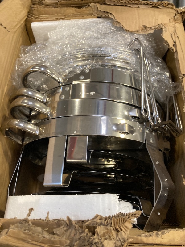 Photo 1 of Chafing Dishes for Buffet Set: 100% Pre-installed Chafers for Catering - Round Chafing Dish Buffet Set with Lids | Chafers and Buffet Warmers Sets | Serving Food Warmer | Chafers Servers Sets

