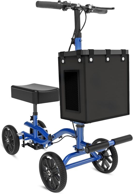 Photo 1 of Fvzzin Lightweight Knee Scooter, Foldable & Adjustable Knee Scooter for Adults for Foot Surgery, Steerable Knee Walker with Detachable Basket, Includes DIY Stickers, Crutch Alternative-Cream Purple