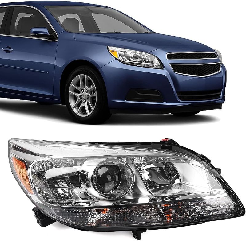 Photo 1 of FIONE Headlight Assembly Compatible with Chevy Malibu 2013-2015 Projector/2016 Limited Replacement Halogen Headlamp Right Passenger Side 23294938 25919066 GM2503362
