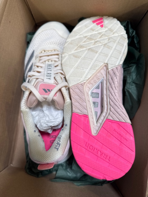 Photo 1 of adidas Women's Dropset 3 Training Sneaker, Chalk White/Iron Metallic/Semi Pink Spark, 8.5