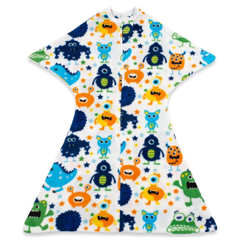 Photo 1 of SleepingBaby Zipadee-Zip Transition Swaddle - Warm Fleece Baby Swaddle Blanket with Zipper Convenience - Monster Madness, Small (4-8 Month)
