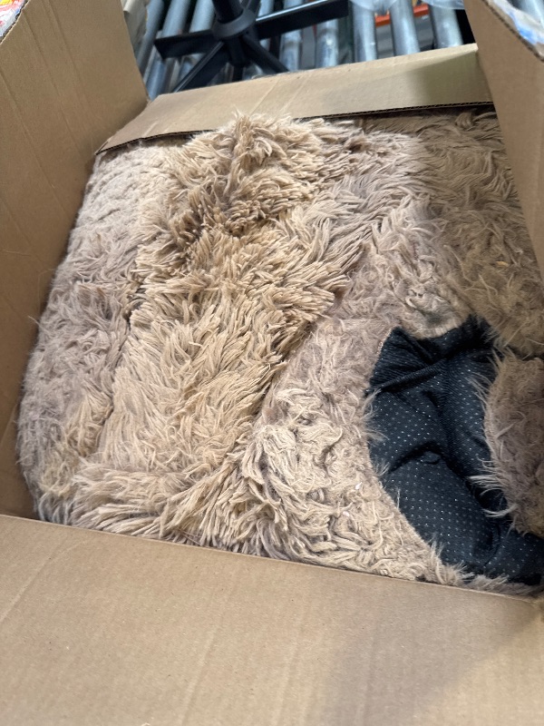 Photo 1 of Coohom Deluxe Plush Dog Bed Pet Cushion Crate Mat,Fulffy Comfy Kennel Anti-Slip Washable Pad for Medium Large X-Large Dogs(XX-Large, Khaki)