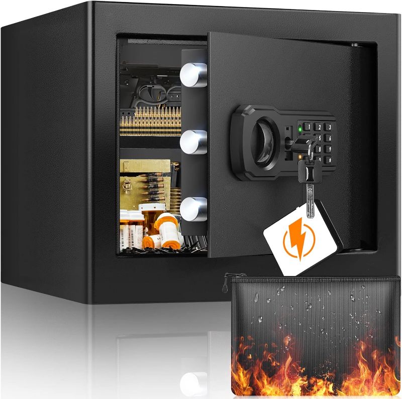 Photo 1 of 1.2 Cubic Home Safe with Fireproof Bag, Anti-Theft Safe Box for Pistol, Money, Medicine & Documents