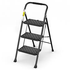 Photo 1 of HBTower Step Ladder, Folding Step Stool with Wide Anti-Slip Pedal, Sturdy Steel Ladder, Convenient Handrail, Lightweight, Portable Steel Step Stool