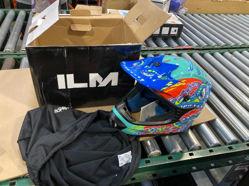 Photo 1 of ILM Youth & Kids Dirt Bike Helmets Motocross ATV Dirtbike BMX MX Offroad Full Face Motorcycle Helmet, DOT Approved Model 128YS (Crocodile Green, Youth-Small)
