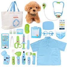 Photo 1 of Meland Toy Doctor Kit for Kids - Pretend Play Doctor Set with Dog Toy, Carrying Bag, Stethoscope Toy & Dress Up Costume - Doctor Play Gift for Kids Toddlers Ages 3 4 5 6 Year Old