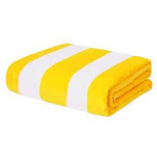 Photo 1 of Cabana Stripe Beach Towel, Super Absorbent Soft Plush Pool Bath Towel (Yellow)