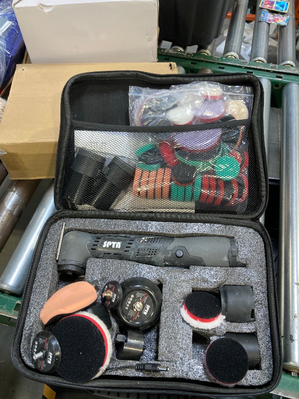 Photo 1 of SPTA Cordless Mini Polisher, 12V Cordless Multi Polisher, Micro Cordless Scratches Killer Car Polisher RO/DA Mini Auto Machine Sets With Polishing Pad And Wool Pads for polishing, Sanding and Cleaning