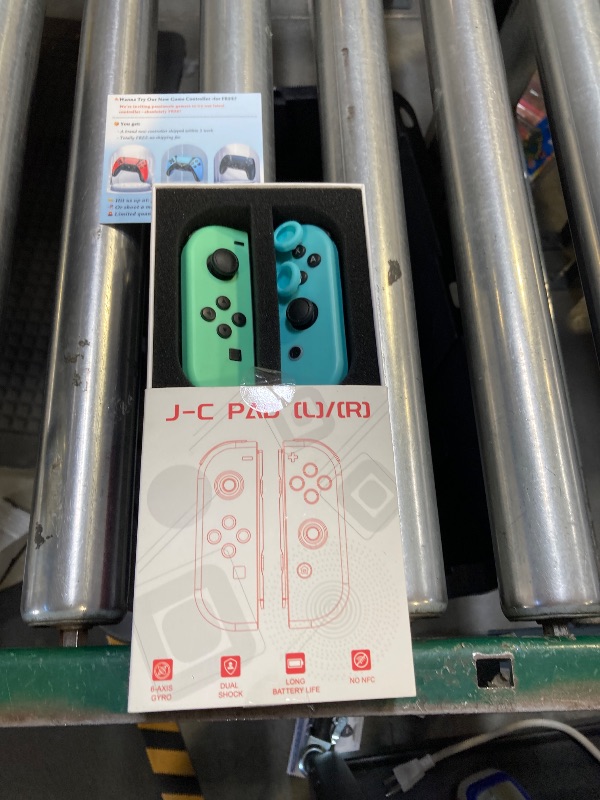 Photo 1 of Replacement for Switch Controller Work with Switch/Lite/OLED,Wireless Gamepad Support Dual Vibration,6-Axis Gyro,Wake-up,Motion Controls,Screenshot, L/R (Green and Blue)