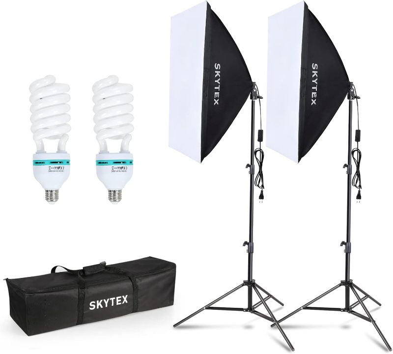 Photo 1 of Skytex Softbox Lighting Kit 2Pack, 20x28in Soft Box | 135W 5500K E27 CFLBulb Continuous Photography Lighting, Photo Studio Lights Equipment for Camera Shooting, Video Recording