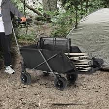Photo 1 of REDCAMP Folding Dog Wagon Cart with Extendable Rear End Heavy Duty, 220L Large Collapsible Utility Cart Dog Stroller with Tailgate for Sports Shopping Pet, Black