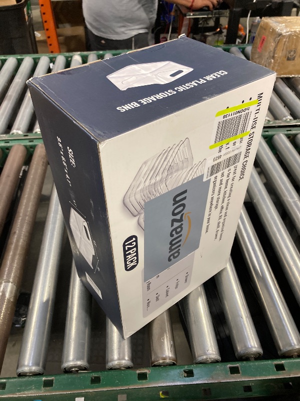 Photo 1 of 12 PACK Multi-Use Clear Plastic Storage Bins for Organizing w/ Labels - Home, Kitchen, Bathroom, Office, Pantry Cabinet Shelf Organizer Bins