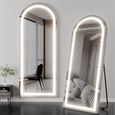 Photo 1 of Arched Full Length Mirror with Lights, LED Mirror Full Length with Stands, Free Standing/Wall Mounted/Leaning Full Body Arched Mirrors