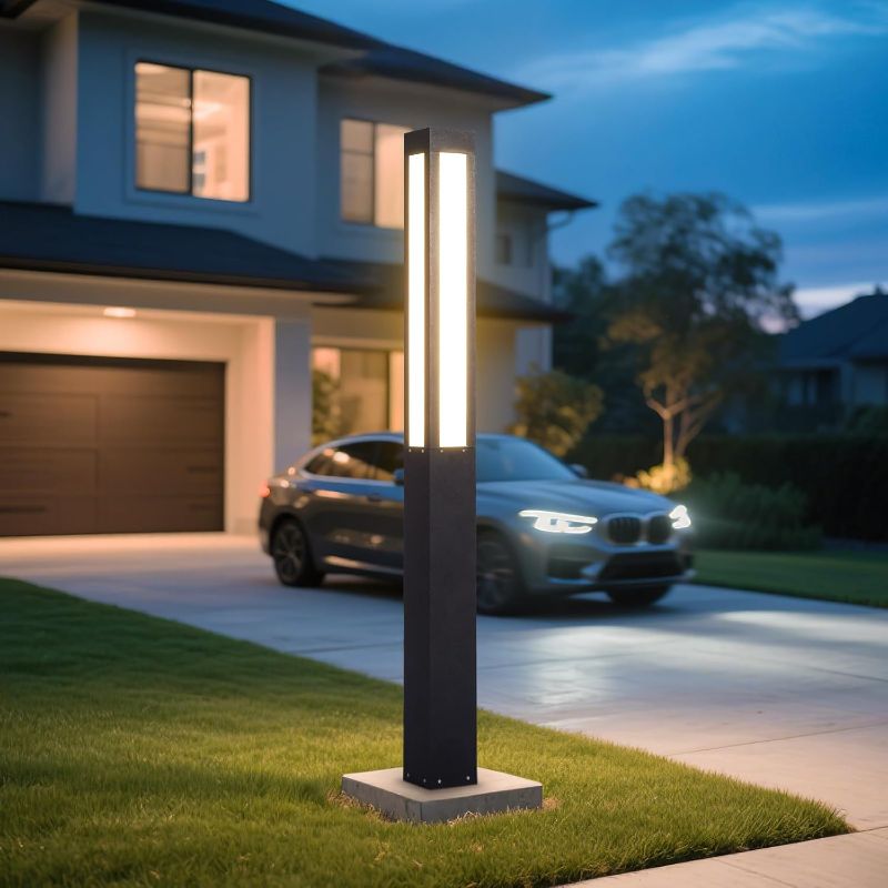 Photo 1 of 71" Outdoor Pathway Lights, Tall Landscape Path Light Waterproof, Modern Driveway Bollard Lights, Aluminum Walkway Lamp 15W LED Lighting Sideway Light for Lawn Garden Patio Yard Illumination