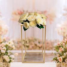 Photo 1 of 10 pcs Flower Stand Rack Gold Metal Vase Column Geometric Centerpiece Stand