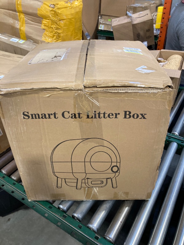 Photo 1 of Self Cleaning Litter Box, 95 L Automatic Cat Litter Box Self Cleaning for Multiple Cats, with Safety Protection, App Control,1 Roll Garbage Bags,White & Grey