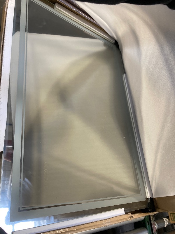 Photo 1 of Amorho 44"X36" LED Bathroom Mirror with Black Frame, Front Light and Backlit, Stepless Dimmable, Anti-Fog, Shatter-Proof, Memory, 3 Colors, Double LED Vanity Mirror