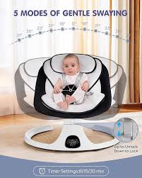 Photo 1 of Electric Baby Swings for Infants to Toddler Baby Swing with 5-Speed 3-Seat Positions 5-Point Carabiner,with Bluetooth Music 10-Preset Melodies